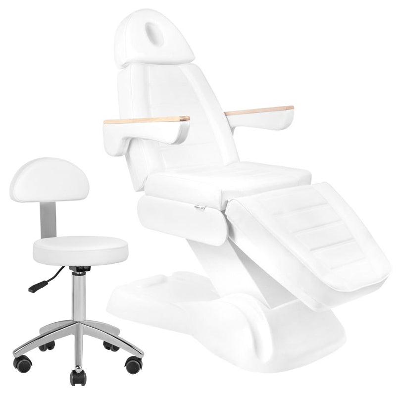 Sähköinen meikkituoli lux 273b + jakkara 304 valkoinen