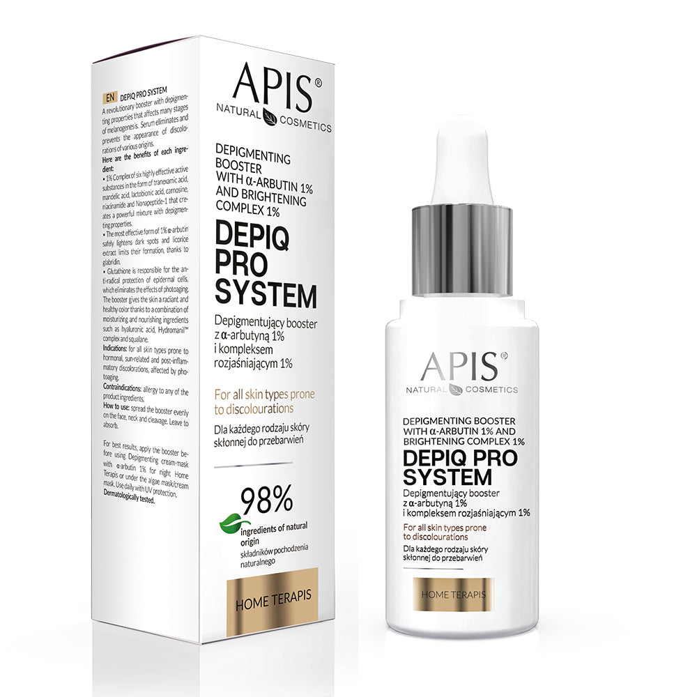 APIS DEPIQ PRO SYSTEM Pigmenttiä vähentävä tehoste, jossa α-arbutiinia 1 % ja vaalennuskompleksia 1 % 30 ml