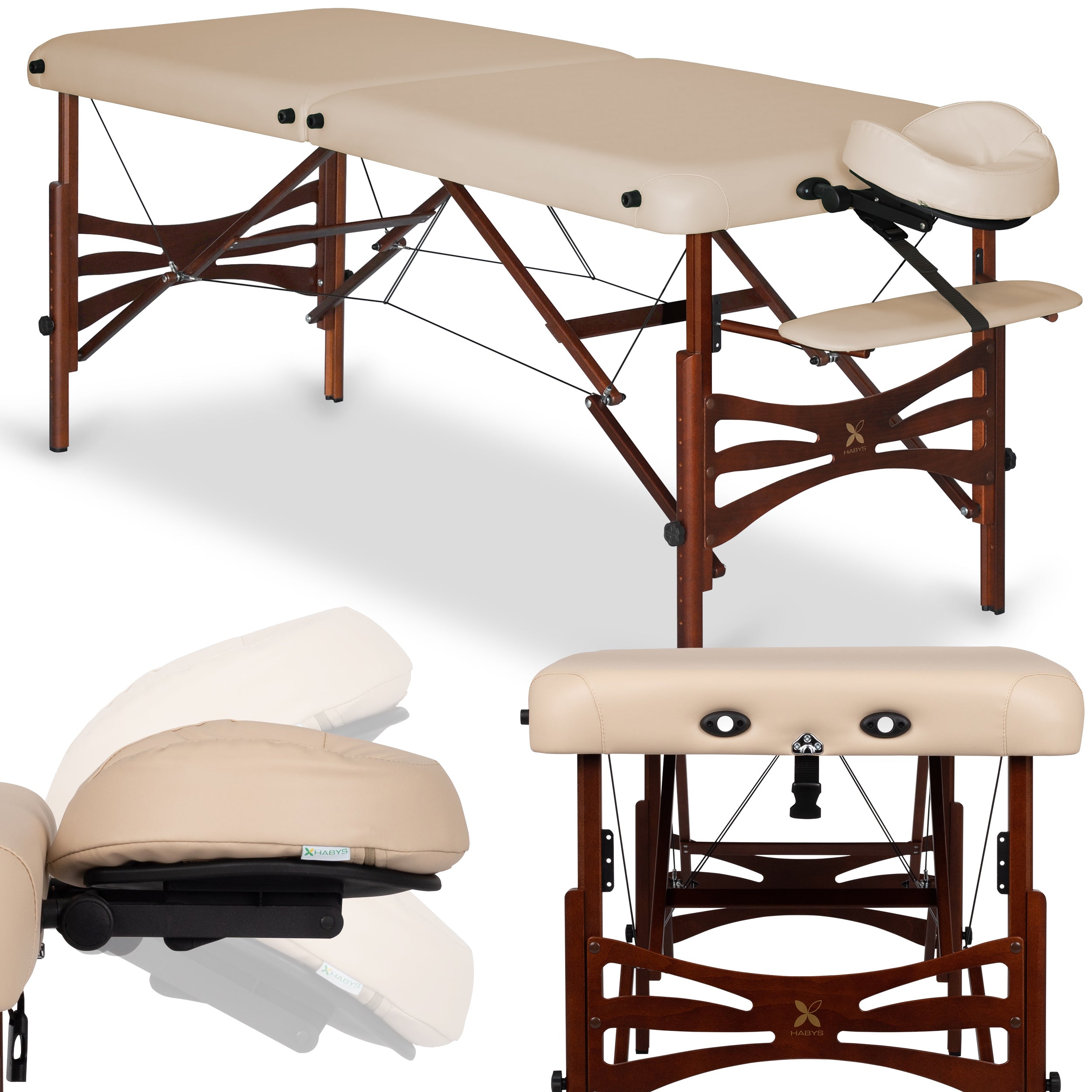 Massage Table Panda Dark Wood 70 Vinyl Flex K033 Beige